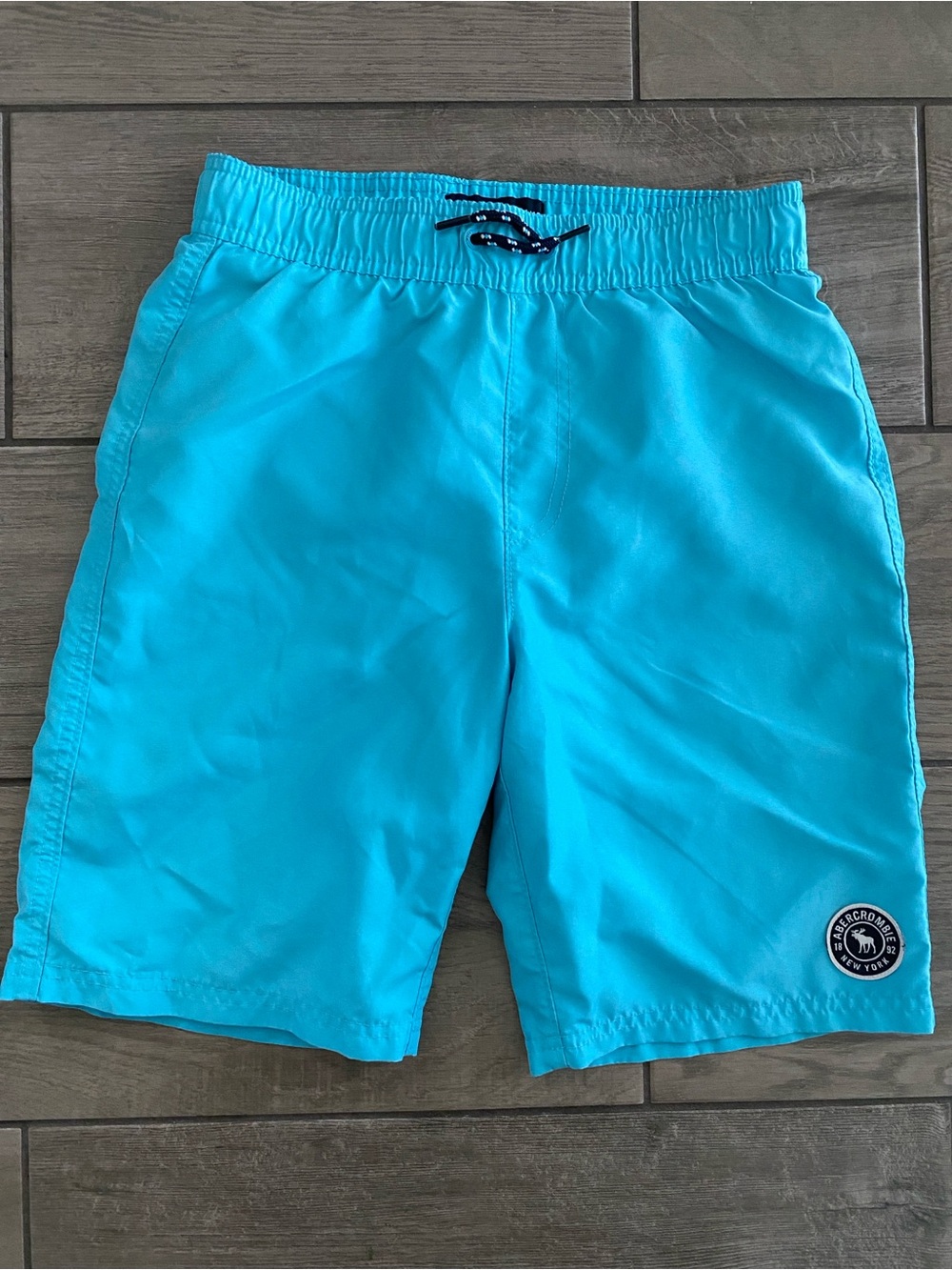 Abercrombie Kids Boys Color Changing Swim Trucks - Aqua Blue with Palm Trees